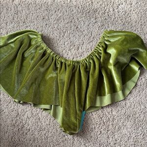 Green Velvet Ruffled Pajama bottoms